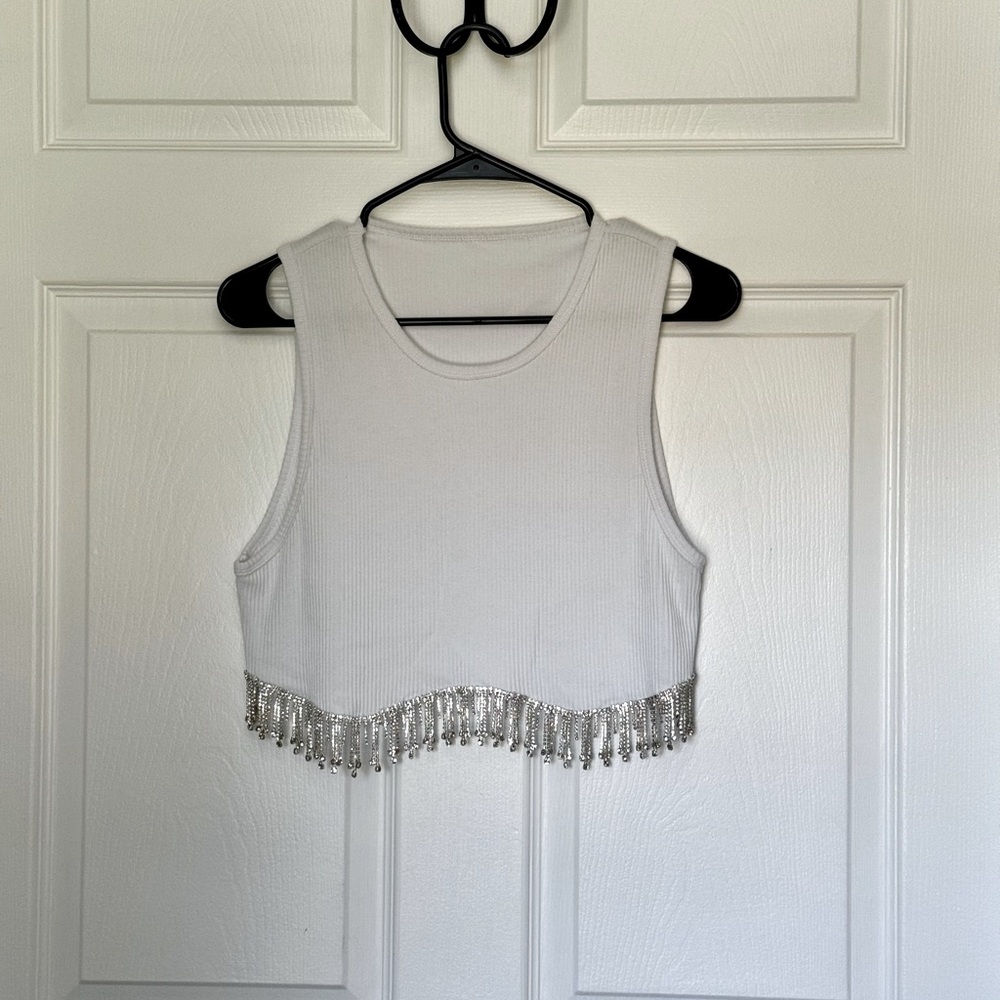 Rhinestone Fringe Tank